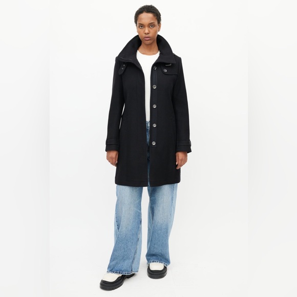 BURBERRY Brit Black Wool and Cashmere Blend Rushworth Belted Coat Size 12 - Picture 10 of 16